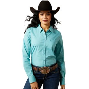 Ariat Women's Kirby Stretch Long Sleeve Shirt - Aqua Sea