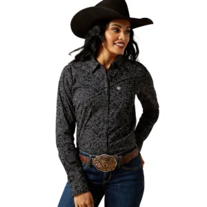 Ariat Women's Kirby Stretch Long Sleeve Shirt - Black Boot Stitch