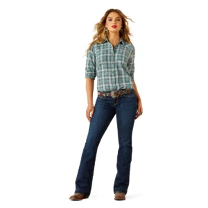 Ariat Women's Billie Jean Long Sleeve Shirt - Aquamarine Dobby Plaid