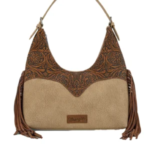 Wrangler Tooled Fringe Shoulder Bag - Tan/Camel