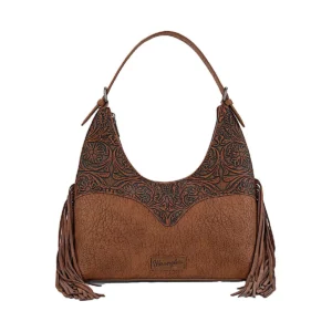 Wrangler Tooled Fringe Shoulder Bag - Tan