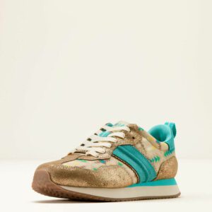 Ariat Womens Ranch Runner Shoes - Turquoise Blanket Print/Metallic Bronze