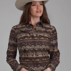 Roper Women's West Made Collection Print Shirt - Brown