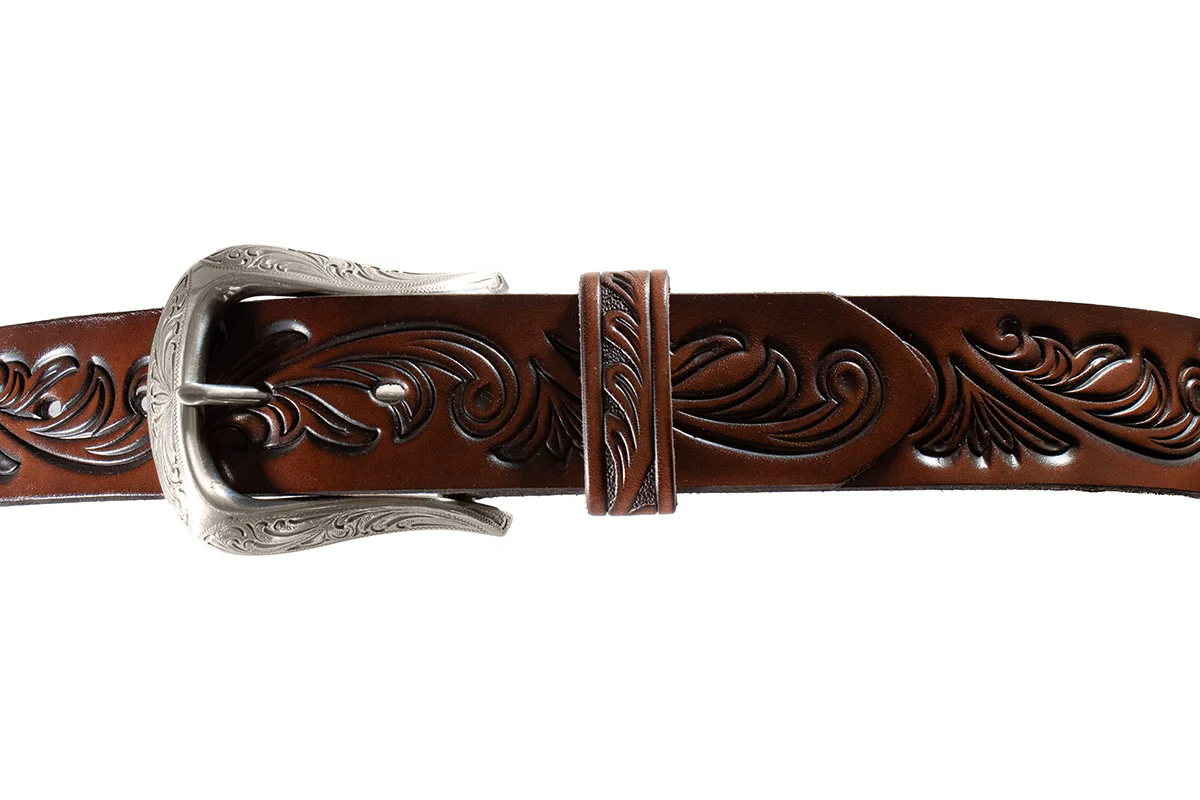 Ariat Women's Floral Embossed Belt - Brown - Image 3