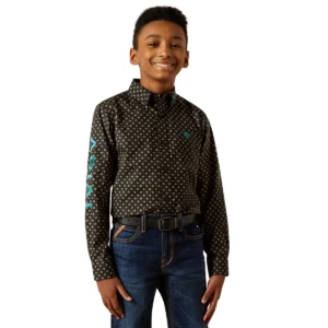Ariat Boy's Team Philbert Classic Fit Shirt - Black/Teal