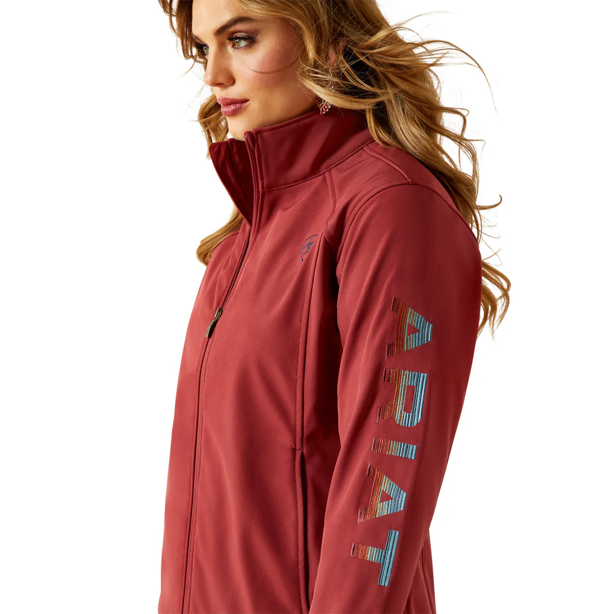 Ariat Women's Logo Softshell Jacket - Burnt Russet/Stripe - Image 3