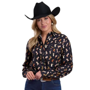 Roper Women's Five Star Collection Print Shirt - black