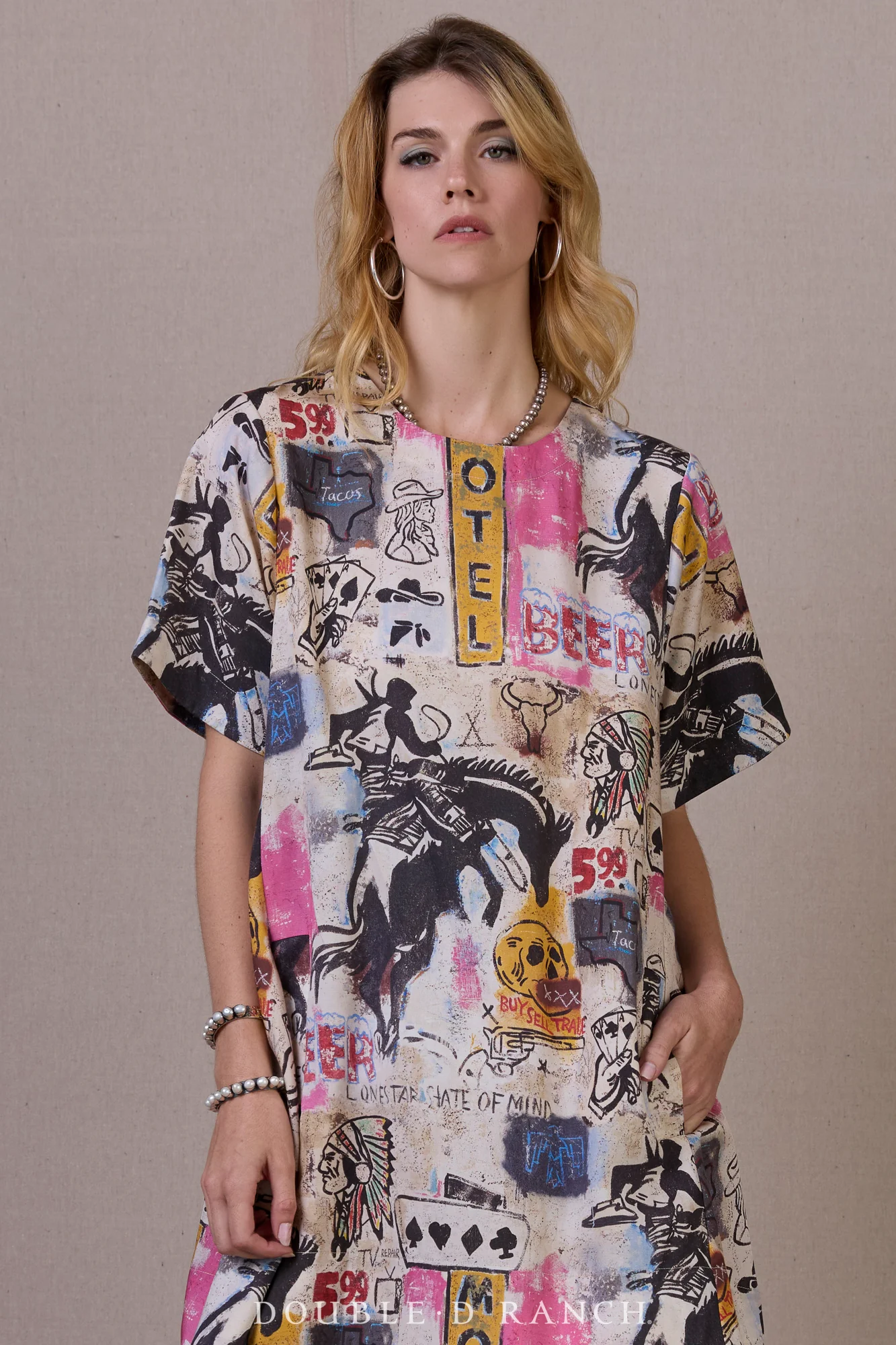 Double D Ranch Cowboy Graffiti Dress - Print - Image 2