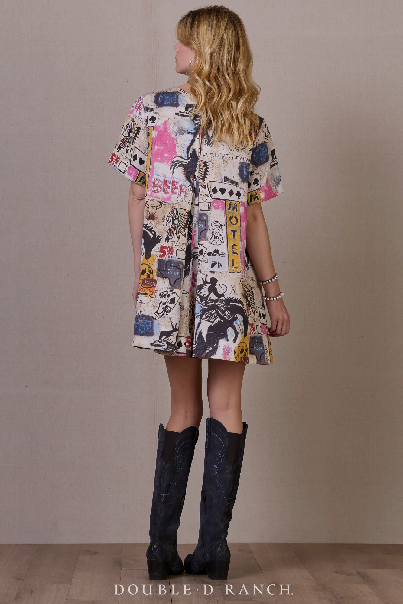 Double D Ranch Cowboy Graffiti Dress - Print - Image 3