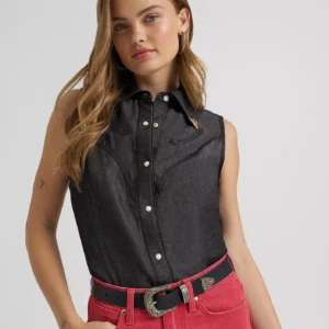 Wrangler X Lainey Wilson Black Denim Sleeveless Shirt