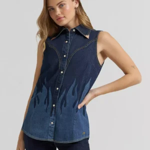 Wrangler X Lainey Wilson Flame Sleeveless Denim Shirt