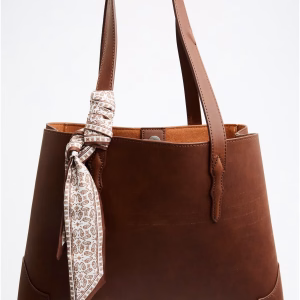Justin Ladies Signature Tote With Paisley Scarf - Brown
