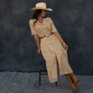 Stetson Women's Collection Prairie Floral Short Sleeve Dress - White