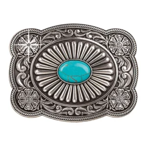 Blazin Roxx Turquoise Fanned Belt Buckle - Silver