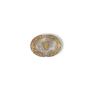 Ariat Oval Smooth Edge Floral Emblem Buckle - Silver/Gold