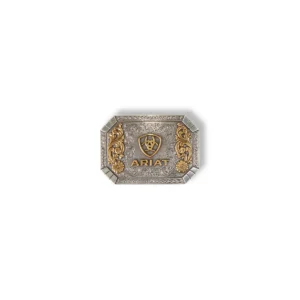 Ariat Rectangle Floral Emblem Buckle - Silver/Gold