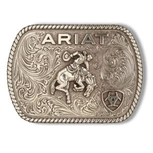 Ariat Rectangle Vintage Saddle Bronc Buckle - Aged Silver/Aged Gold