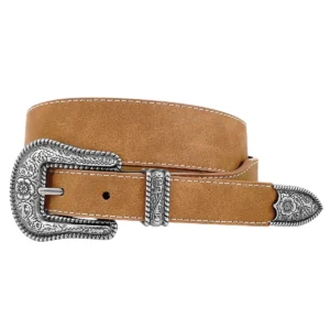 Roper Women's Tapered Belt - Genuine Leather Three Piece Buckle Set - Tan