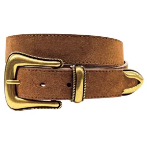 Roper Women's Belt Genuine Suede Leather Three Piece Buckle Set - Brown