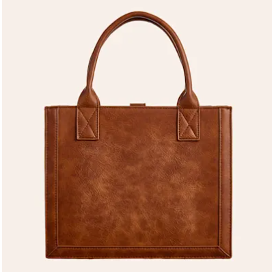Justin Ladies Tooled Leather Small Tote Bag - Brown Floral - Image 4