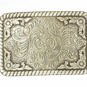 Nocona Floral Scroll  Belt Buckle - Silver