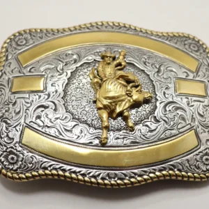 Crumrine Bullrider Engravable Belt Buckle - Silver/Gold