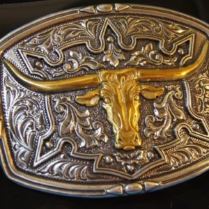 Nocona Longhorn Belt Buckle - Silver/Gold