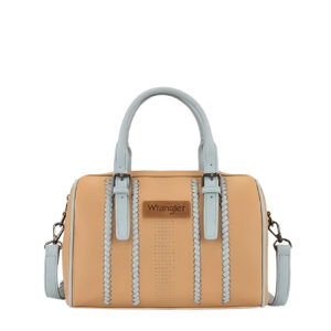 Wrangler Boston Stitch Barrel Bag - Camel/Blue