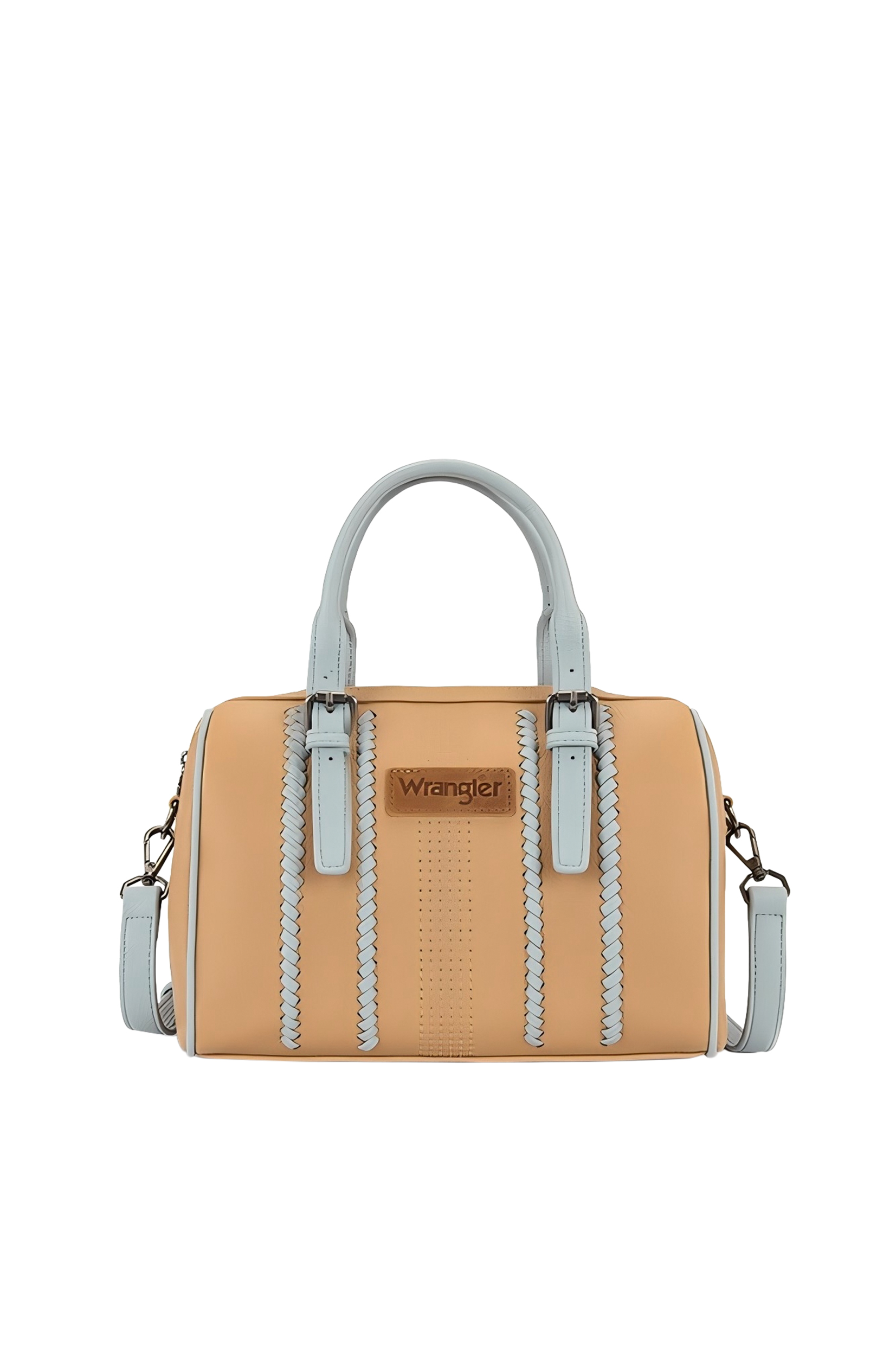 Wrangler Boston Stitch Barrel Bag - Camel/Blue